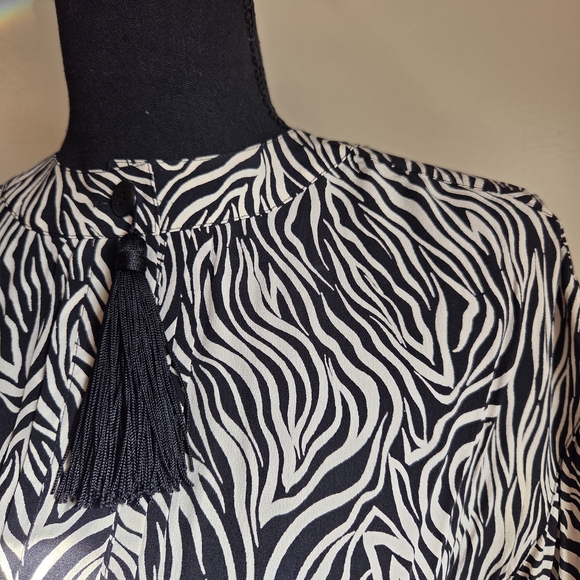 Vintage Escada Black and White Zebra Silk Blouse - Picture 3 of 5